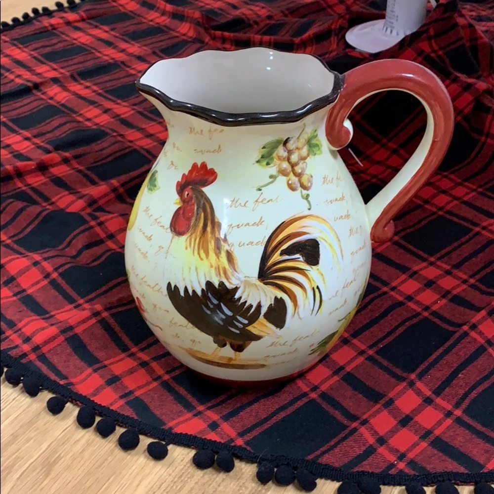 Ceramic Country Rooster Pitcher